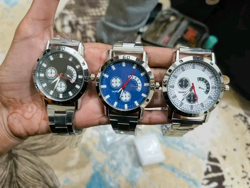 LATEST WATCH for BOYS WATCH with STAINLESS STRAPPED (Black&Blue&White)