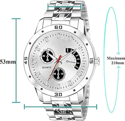 LATEST WATCH for BOYS WATCH with STAINLESS STRAPPED (Black&Blue&White)