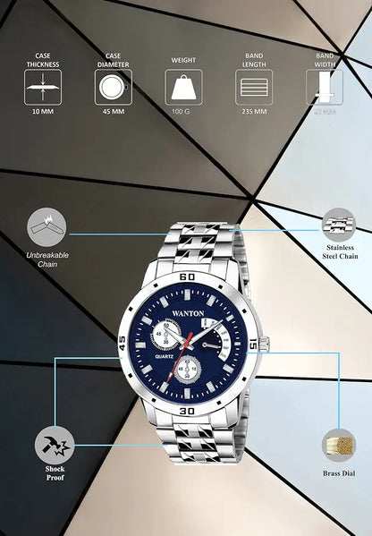 LATEST WATCH for BOYS WATCH with STAINLESS STRAPPED (Black&Blue&White)